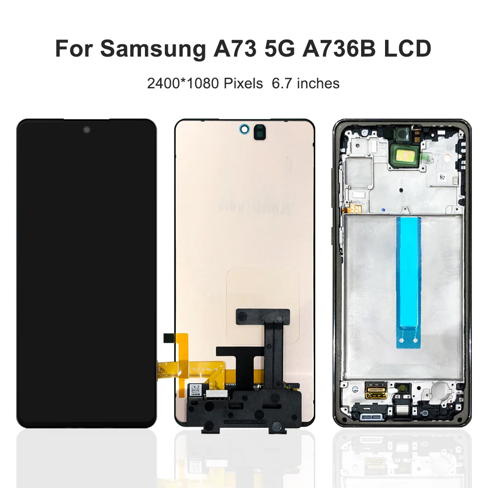 Süper AMOLED Ekran Samsung Galaxy A73 5G A736 A736B dokunmatik lcd ekran Ekran için Çerçeve ile Samsung A73 5G Yedek