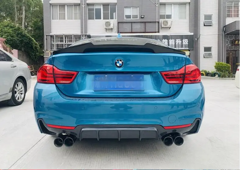 BMW 4 Serisi için 420i 430iF33 F34 F36 2015-2018 Gerçek Karbon Fiber Arka Bagaj Difüzör TAMPON altı spoyler Kapak
