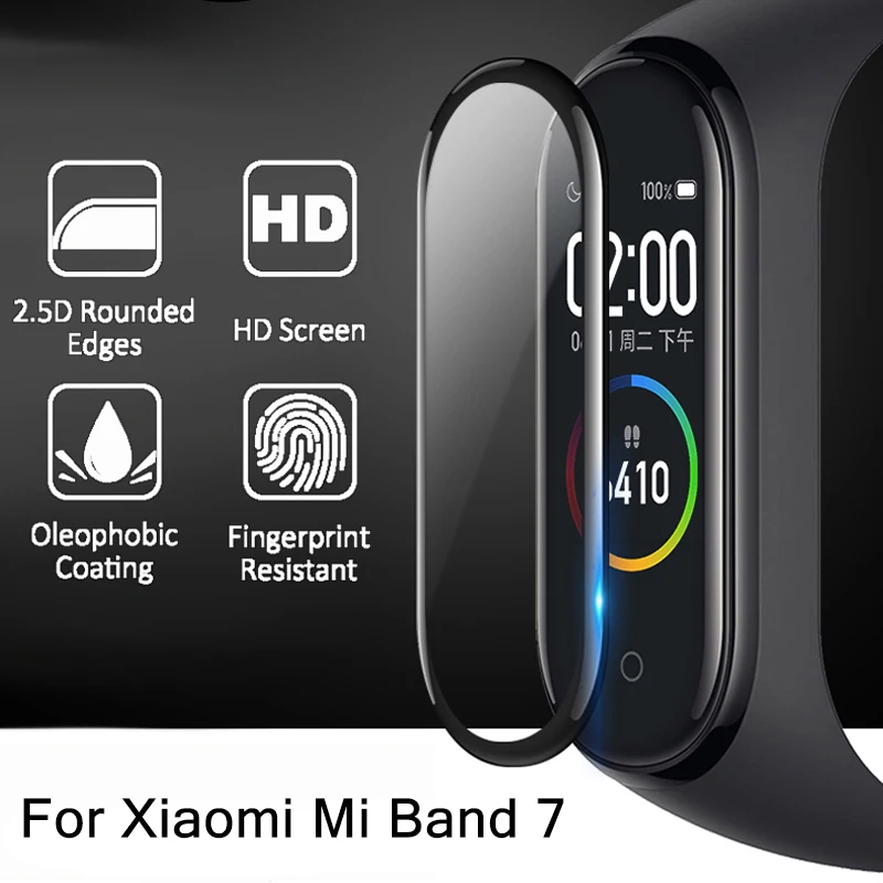 1-2 ADET 9D Kavisli Koruyucu Cam Xiaomi Mi Band İçin 7 NFC Ekran Yumuşak Cam Mi Band7 Miband 7 Akıllı Bileklik Aksesuarları Filmi
