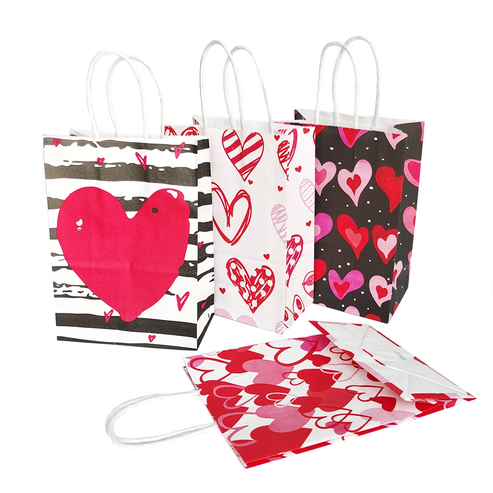 4 Adet Aşk Kalp hediye keseleri Sevgililer Günü hediye keseleri çikolatalı kurabiye poşetleri hediye kesesi Sevgililer Günü Düğün Dekorasyon İyilik