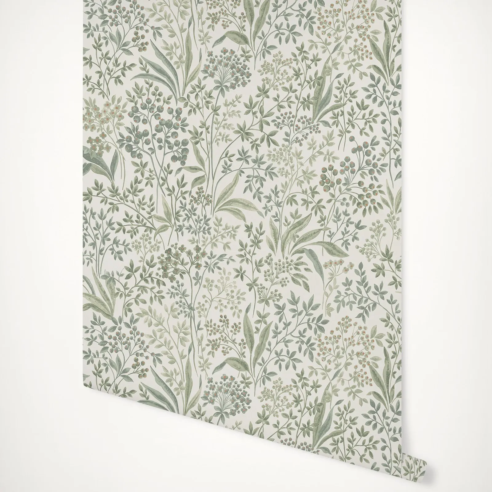 Botanik Dalları ve yeşil beyaz ışıklı Yaprakları olan Suluboya Boyalı Gece duvar kağıdı