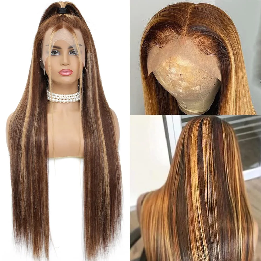 13×4 Ombre Vurgulamak peruk insan saçı Sarışın Düz Dantel ön peruk Hd Şeffaf Dantel Ön İnsan Saç Peruk Kadınlar İçin Tutkalsız