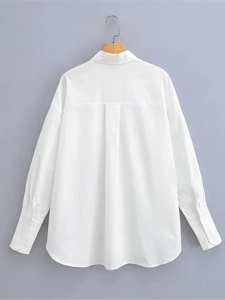 2023 Yeni Bahar Yaz Bayan Casual Beyaz Büyük Boy Gömlek Kızlar Klasik Tarzı Uzun Bluz Kadın Moda Yaz Gevşek Üstleri