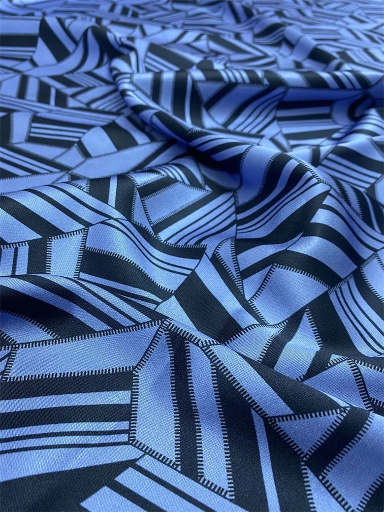 Yeni geometrik dekor, ipek streç dimi kumaş, elbise, gömlek, giyim kumaş 50x140 cm