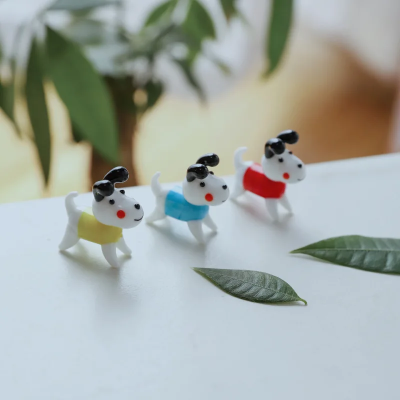 Sevimli Köpekler Yavru Cam Hayvan Goge Dekorasyon Proce Masaüstü Mini Yer Süslüyor Araba Süsler Minyatür Rakamlar Aksesuarları Oyuncaklar