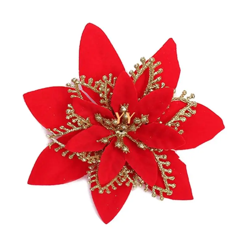  13cm Noel Glitter Atatürk Çiçeği Çiçek Dekoratif Noel Ağacı Çiçekler Çelenk Süsler Düğün Parti Bahar Festivali