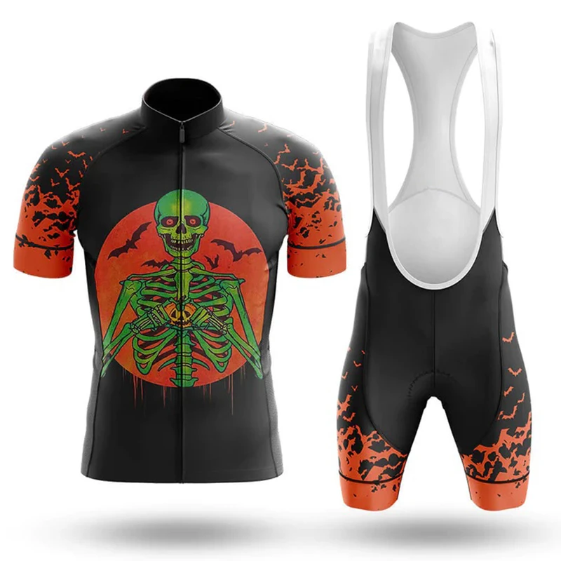 YENİ erkek Bisiklet Formaları Kısa Kollu Setleri İskelet bisikletçi giysisi Kiti Önlük Pantolon bisiklet kıyafeti Gömlek