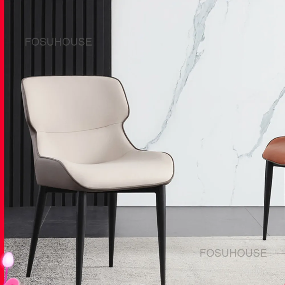 Modern basit yemek sandalyeleri İskandinav yemek odası mobilyası ışık lüks sırtlı sandalye italyan otel restoran yaratıcı deri sandalye
