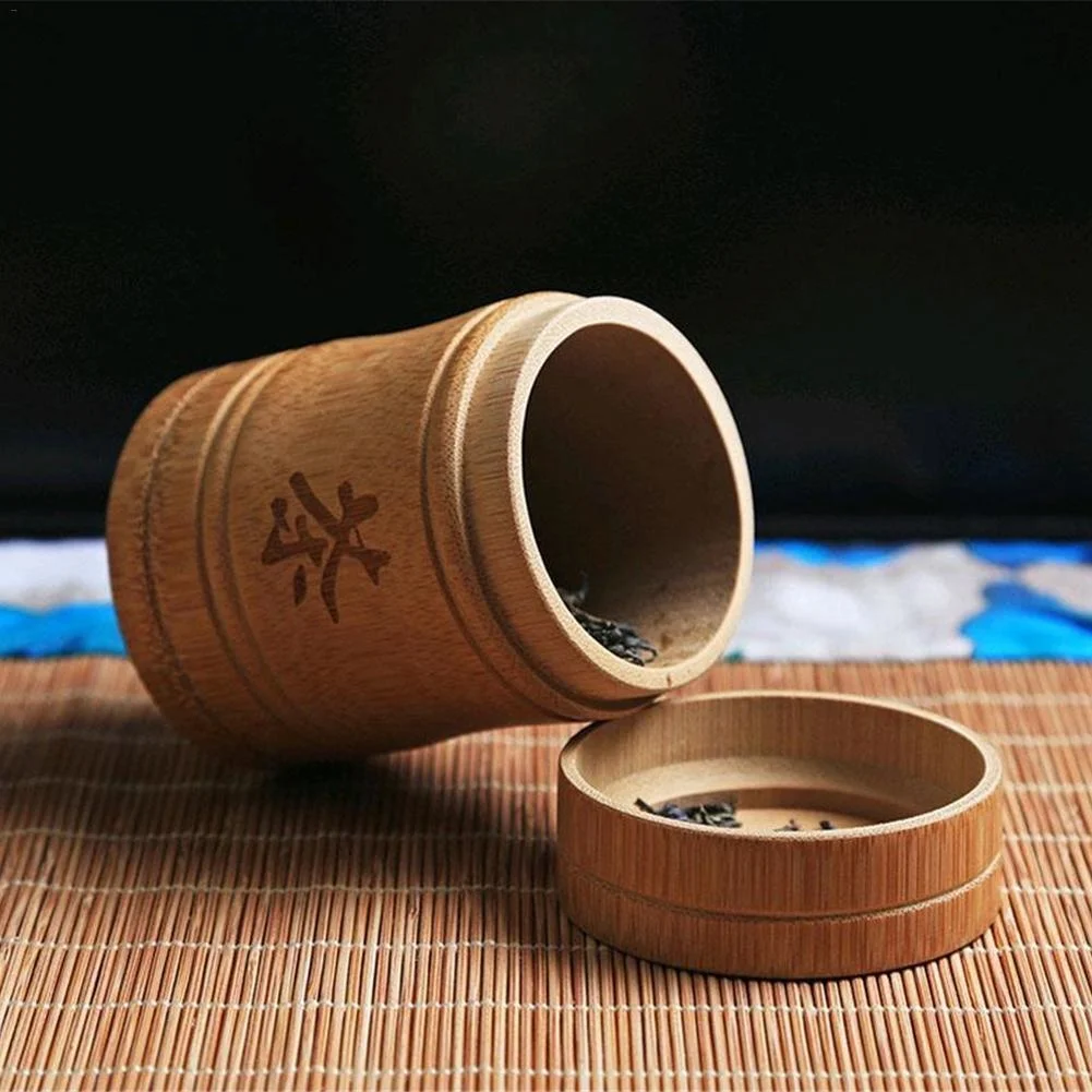 Taşınabilir Bambu Mühürlü çay teneke kutusu İle Çin Çay Karakter Doğal Çay saklama kutusu çay konteyneri