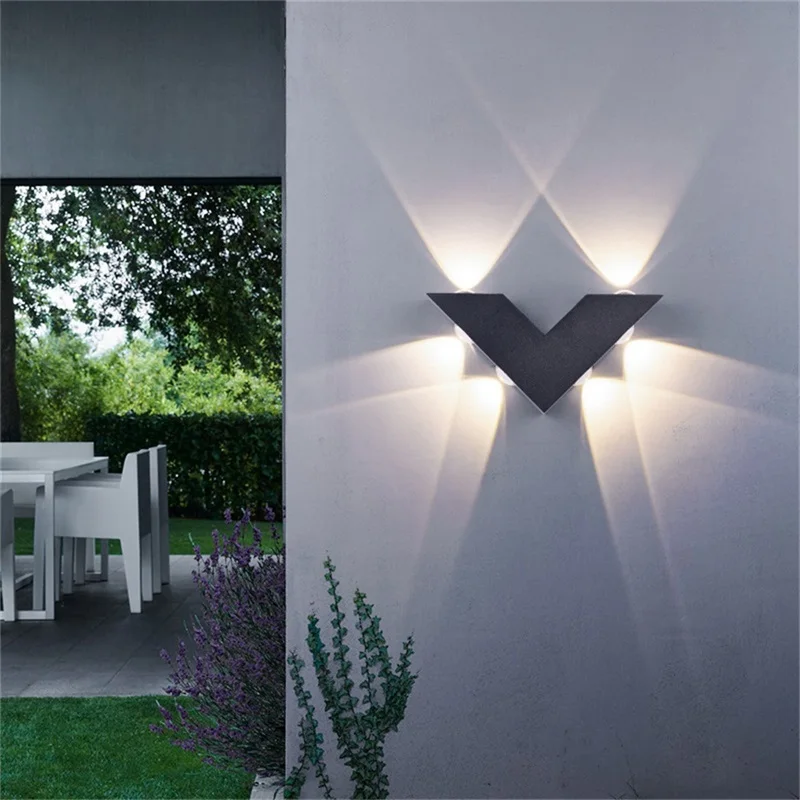 SOURA duvar aplik V şekli açık yaratıcı ışık su geçirmez veranda Modern LED lambası fikstür ev için