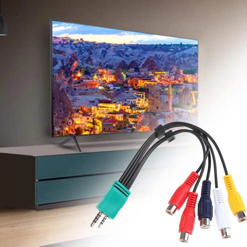 Samsung LCD TV ile Uyumlu 5RCA AV Bileşen Kablosuna Yüksek çözünürlüklü Kalaylı Bakır 3,5 mm+2,5 mm
