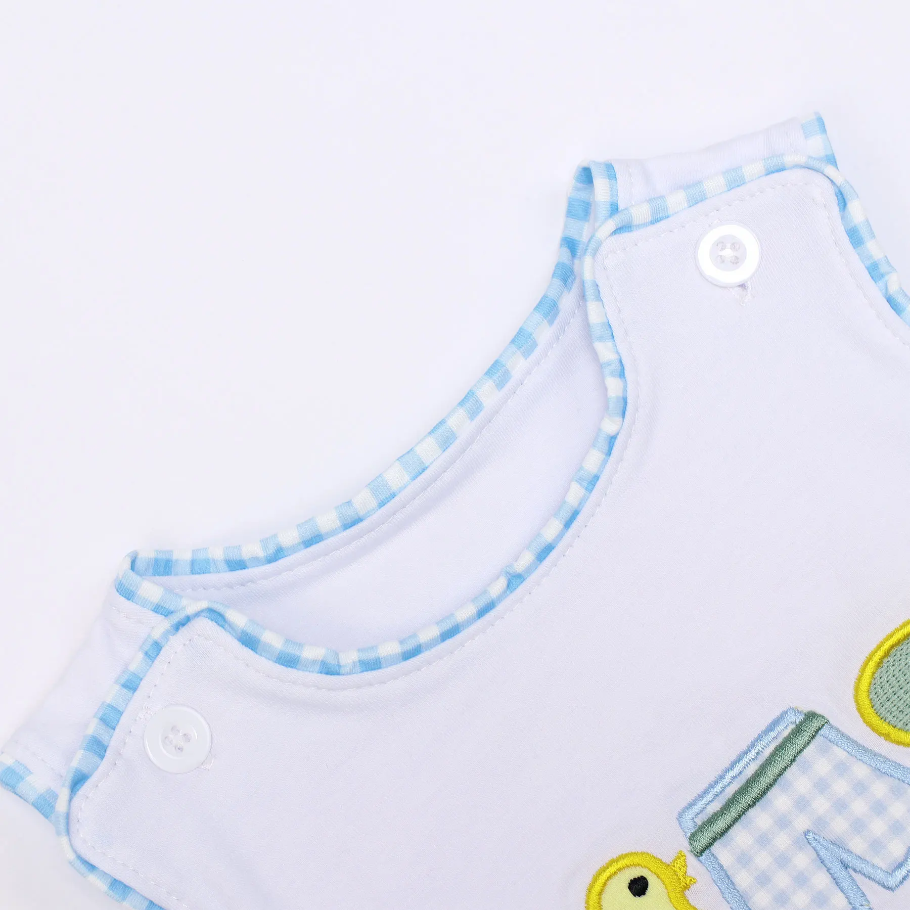 Yeni Doğan 0-3T Tulum Erkek Bebek Giysileri Ördek Nakış Kabarcık Bebek Bebes Romper Çocuklar Kısa çocuk Bodysuit Yaz Kıyafeti