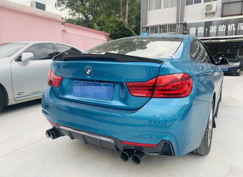 BMW 4 Serisi için 420i 430iF33 F34 F36 2015-2018 Gerçek Karbon Fiber Arka Bagaj Difüzör TAMPON altı spoyler Kapak