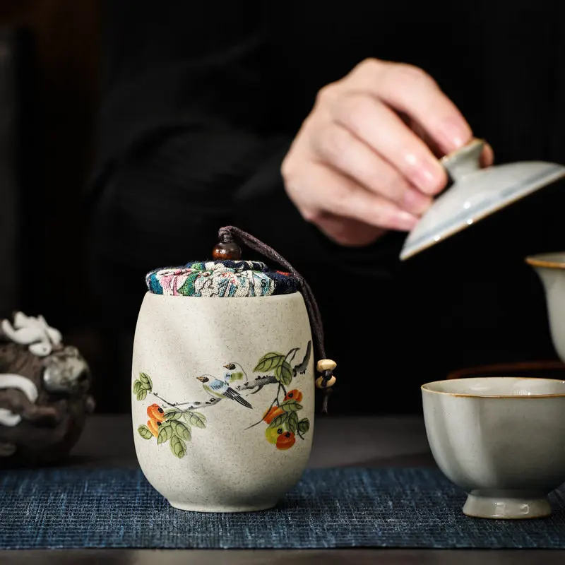 Yaratıcı Çay Caddy Puer Ham Çömlek Taşınabilir Seyahat Kutuları Çin Porselen Seramik Kutu Kung Fu Depolama Kavanoz trompet