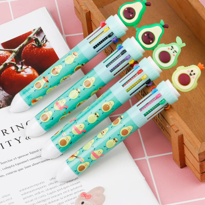 On renkli Tükenmez Kalem Stereoskopik Avokado Silika Jel Sevimli Renk Yağ Kalem Öğrenci Ödül Çok renkli El Hesabı Kalem Kırtasiye