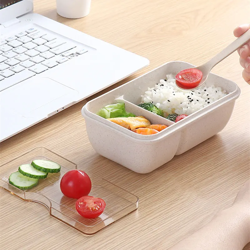 Taşınabilir Buğday Samanı yemek kabı Çocuklar için Japon Tarzı Plastik Termal Bento Kutusu Plastik Gıda Aperatifler Kutusu Sofra Çorba Bardağı