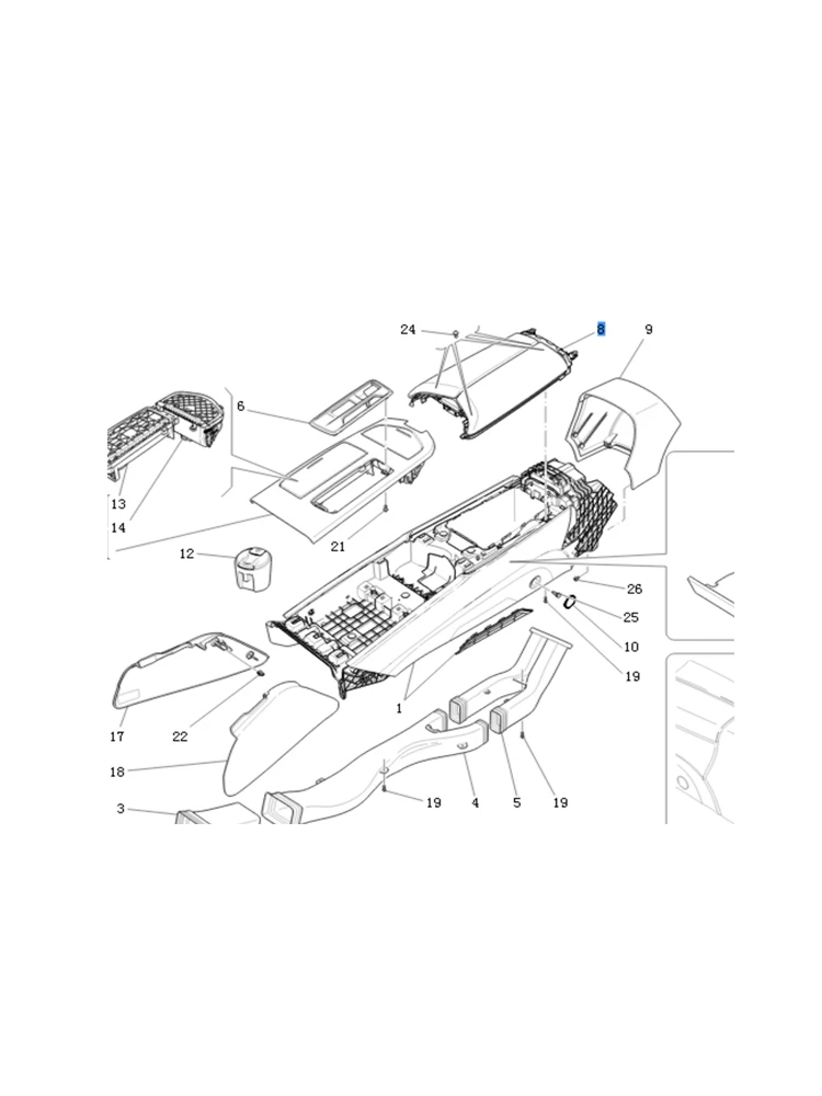 Maserati Quattroporte için Merkezi Kol Dayama Kapağı Kurulu 670012436