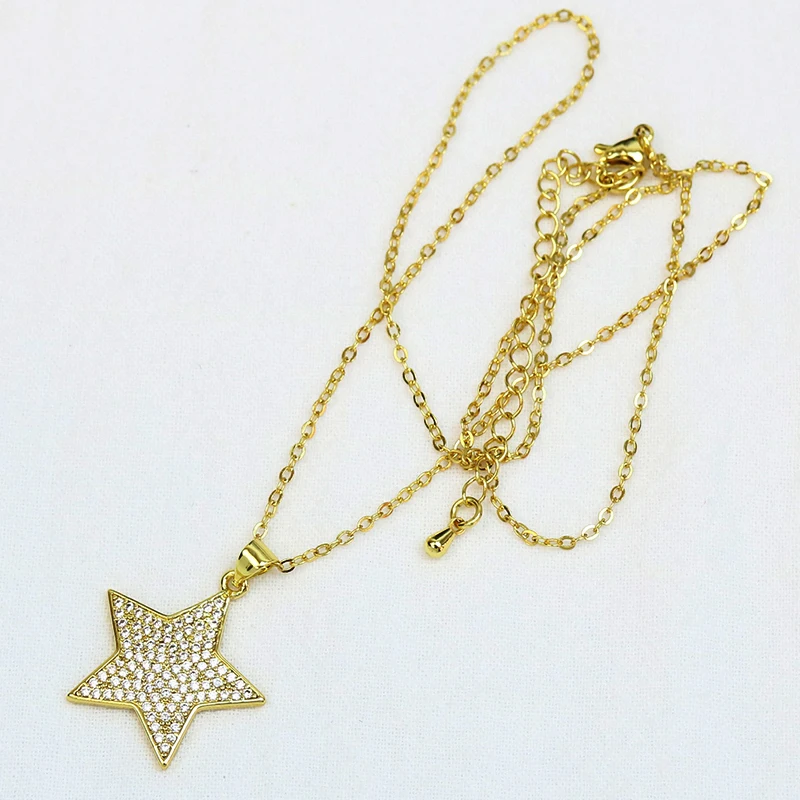 10 Pcs18k Altın kaplama Yıldız Kolye Açacağı Zirkonya yıldız Kolye Moda Takı Kolye Moda takı 52235