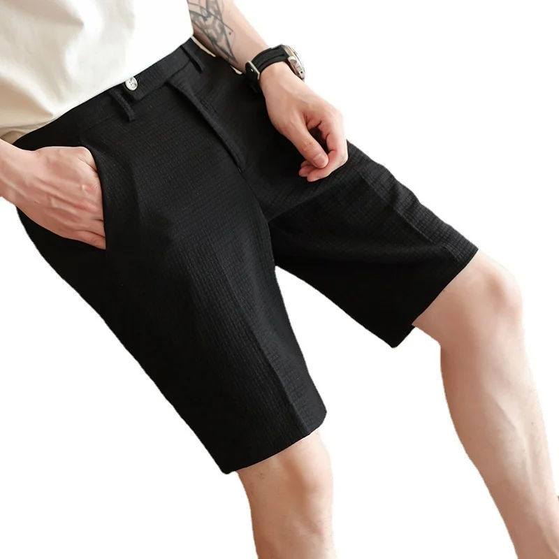 Siyah / Beyaz / Haki Kaliteli Yaz İş resmi giysi Şort Erkekler İçin Giyim 2023 Slim Fit Casual Ofis Kısa Hombre Sıcak Satış
