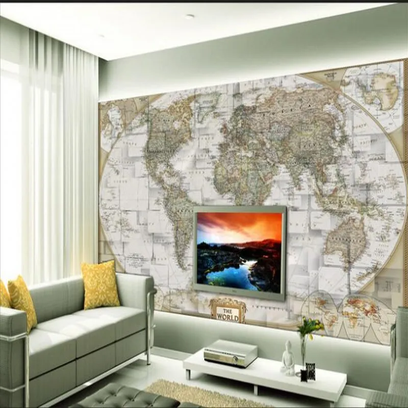 beibehang Özelleştirilmiş büyük duvar 3D stereo duvar resimleri dünya haritası TV zemin nonwoven süper yeşil duvar kağıdı papel de parede