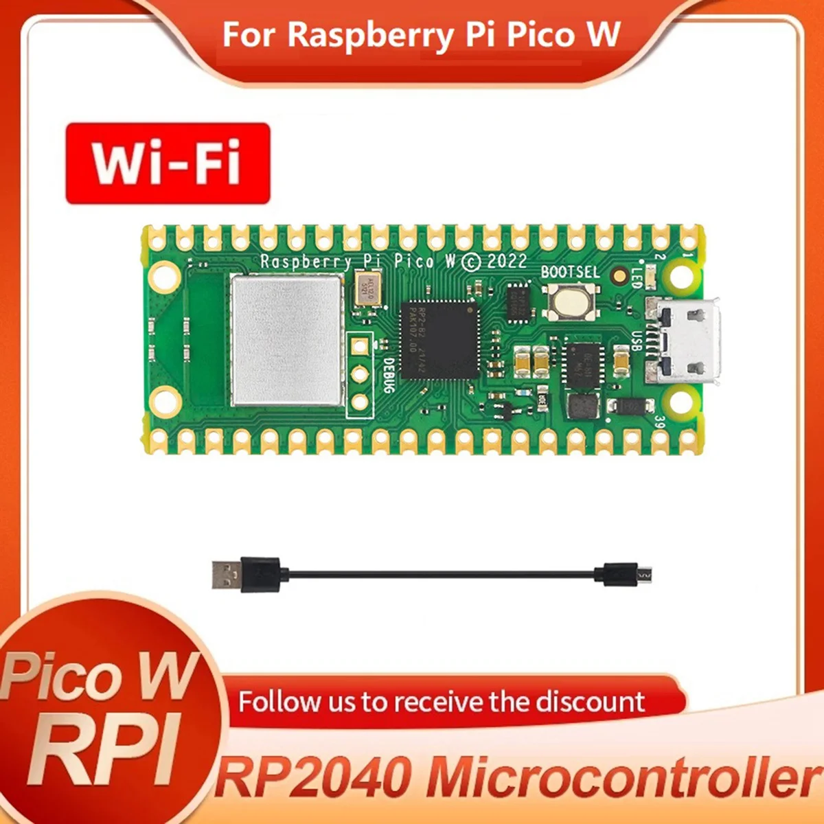 Yeni Pico W Geliştirme Kurulu + Mikro USB kablosu Kiti Ahududu Pi için Pico W RP2040 Çift Çekirdekli 2MByte Flaş Kablosuz Wifi