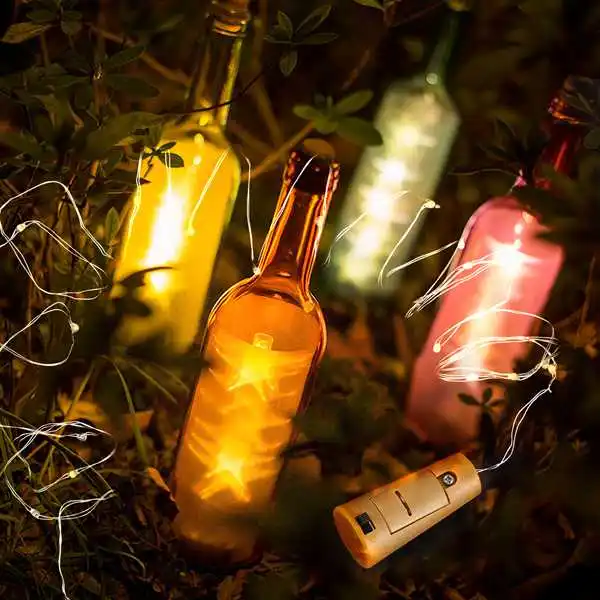 Pil dahil 10 paket Led şarap şişe tıpası bakır tel lambası dize 2M 20LED atmosfer dekoratif ışık
