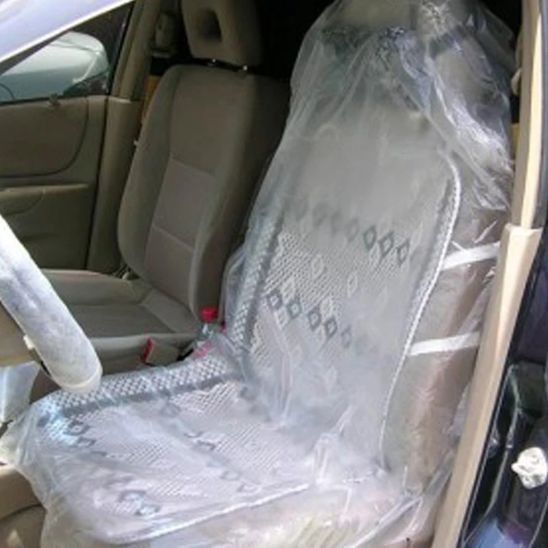 10 adet. Tek kullanımlık araba koltuğu kapakları araç koruma folyoları mekanik onarım için şeffaf