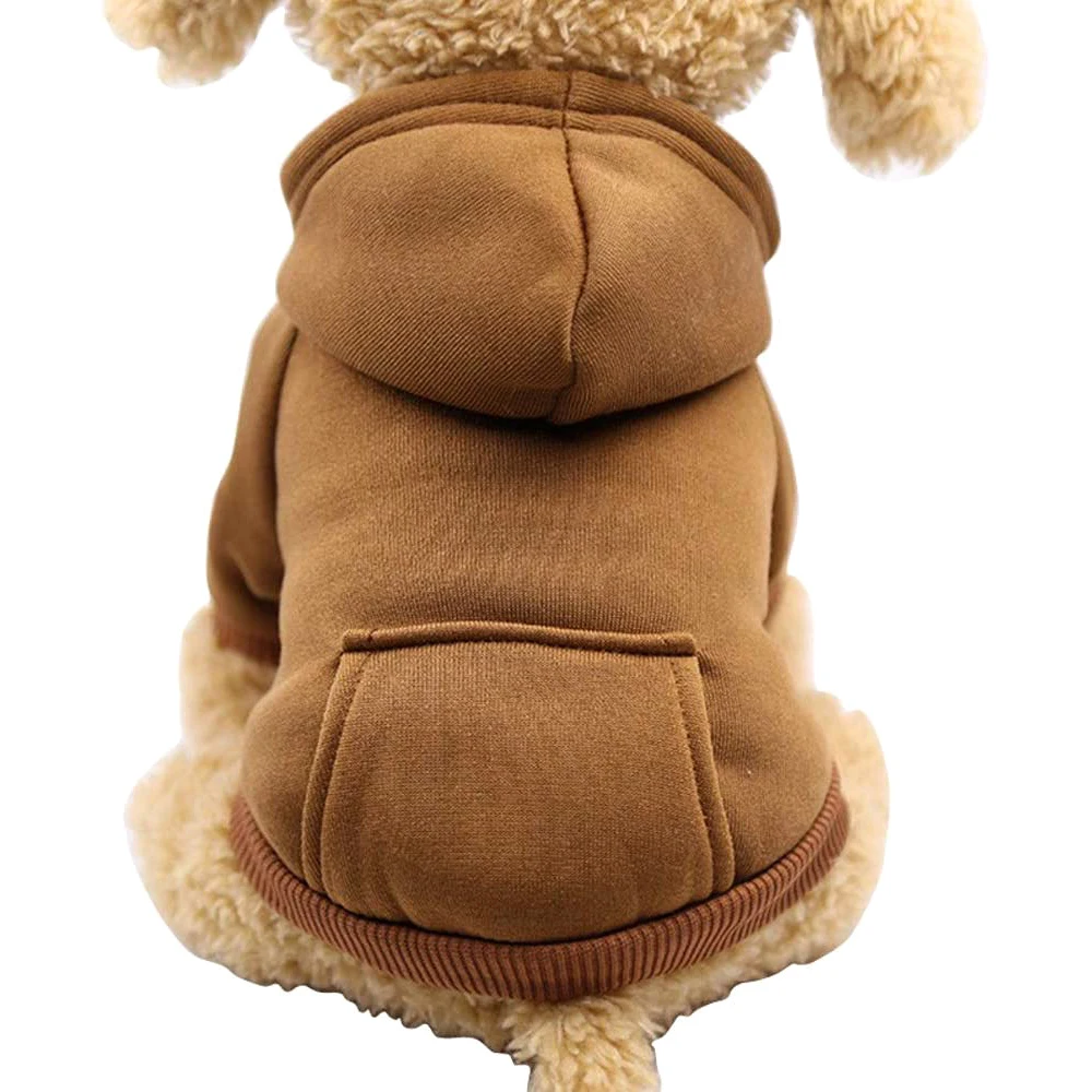Kış Köpek Hoodie Tişörtü Cepler İle Sıcak Köpek Giysileri Küçük Köpekler İçin Chihuahua Ceket Giyim Yavru Kedi İki Bacaklı Elbise