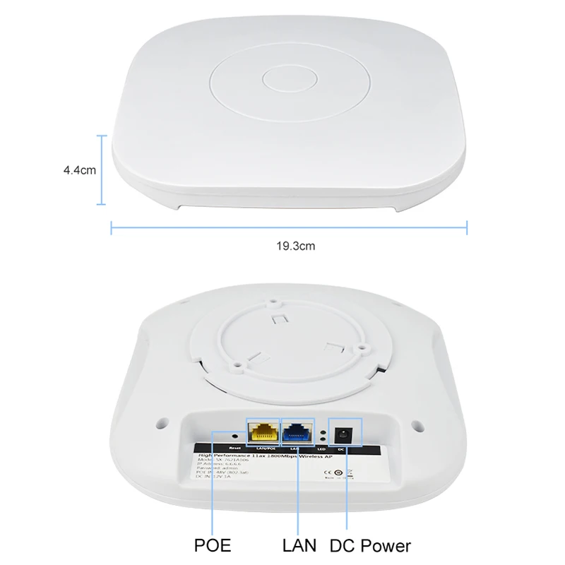 1800Mbps Wıfı6 Yönlendirici 2.4 G & 5.8 G Kablosuz Tavan AP Yönlendirici WiFi sinyal Aralığı Genişletici Gigabit LAN Portu Desteği 48V POE