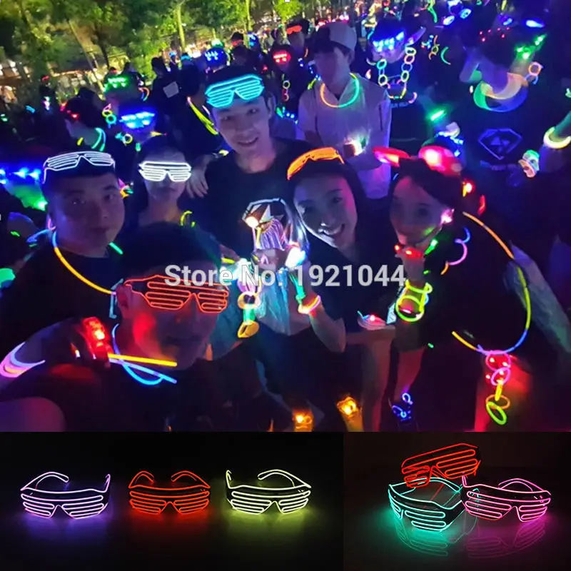 Kablosuz EL gözlük Neon parti ışığı parlak led Panjur gözlük Glow parti dekorasyon ışıkları deklanşör yanıp sönen gözlük dekor