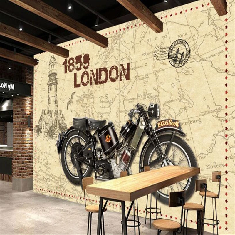 beibehang papier peint duvar 3d Papel de parede özel duvar kağıdı nostaljik motosiklet 3d duvar kağıdı ev dekor duvar