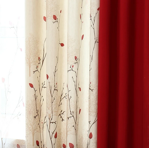 Pastoral Perdeler Oturma Odası Yatak Odası İçin Perdeler Özel Kırmızı Yarı Açık Pencere Perdesi Voilage Rideaux Chambre