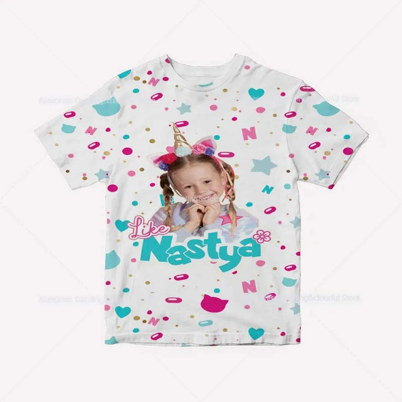 Çocuklar Güzel Gibi Nastya T Shirt Kız Karikatür 3D Baskı Tişörtleri Bebek Kawaii T-Shirt Çocuk Kısa Kollu Tee Tops Camiseta