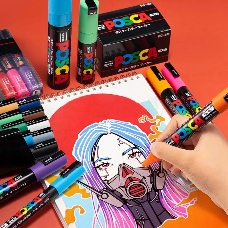 Sıcak Uni Posca İşaretleyiciler Seti Akrilik Boya Çizim Posteri Sanat Kalemler Ekstra İnce Nokta PC-3M PC-1M PC-5M Sanat Malzemeleri Manga Graffiti