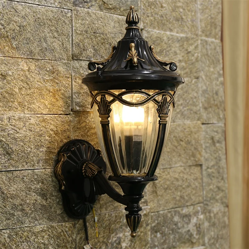 DLMH dış duvar lambası klasik ışık Retro LED aplikleri su geçirmez ev dekorasyon için