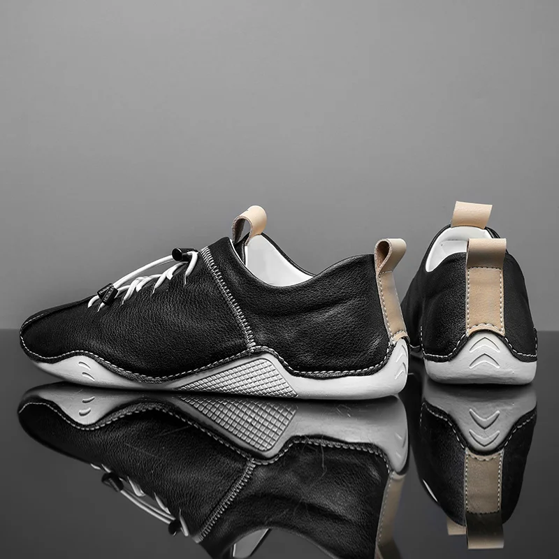 Hakiki Deri erkek ayakkabısı İngiliz Tarzı Erkek günlük ayakkabılar Moda Ayakkabı Renk Eşleştirme yürüyüş ayakkabısı Çok Yönlü Eğlence Daireler