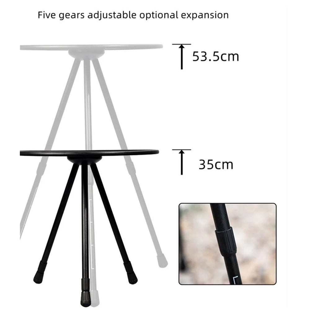Teleskopik Katlanır Yuvarlak Masa Açık Üç ayaklı yemek masası Taşınabilir Alüminyum Alaşımlı Sehpa Yürüyüş Piknik Kaldırılabilir Masa