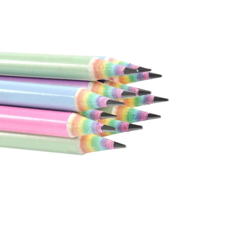 Çevre Dostu Ahşap ve Plastik Ücretsiz Gökkuşağı Geri Dönüşümlü Kağıt 2 HB Kalemler Okul Ve Ofis Malzemeleri İçin, 12-Pack