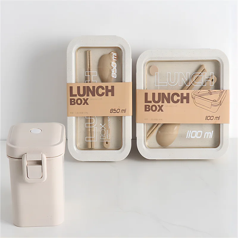 Taşınabilir Buğday Samanı yemek kabı Çocuklar için Japon Tarzı Plastik Termal Bento Kutusu Plastik Gıda Aperatifler Kutusu Sofra Çorba Bardağı