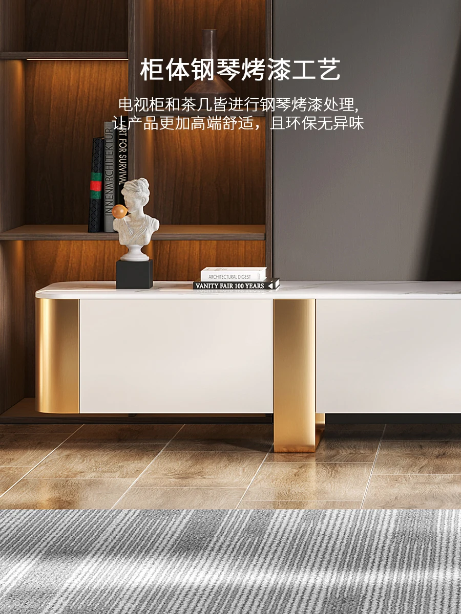 Işık Lüks çay masası Postmodern çay masası TV mutfak dolabı seti İtalyan Kaya Plakası zemin dolabı Kombinasyonu
