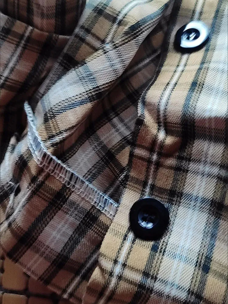 Kore İnce Kısa Ekose İnce Palto Rahat Klasik Gömlek Ceketler Vintage Yeni Bahar Zarif Uzun Kollu Streetwear Ceketler