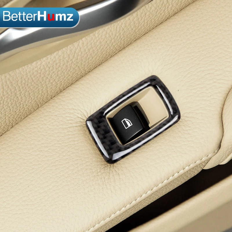 BMW için E60 Karbon Fiber Pencere Kaldırıcı Kontrol Çerçevesi Pencere Anahtarı Dekor Kol Dayama Paneli Trim Araba İç 5 Serisi Aksesuarları