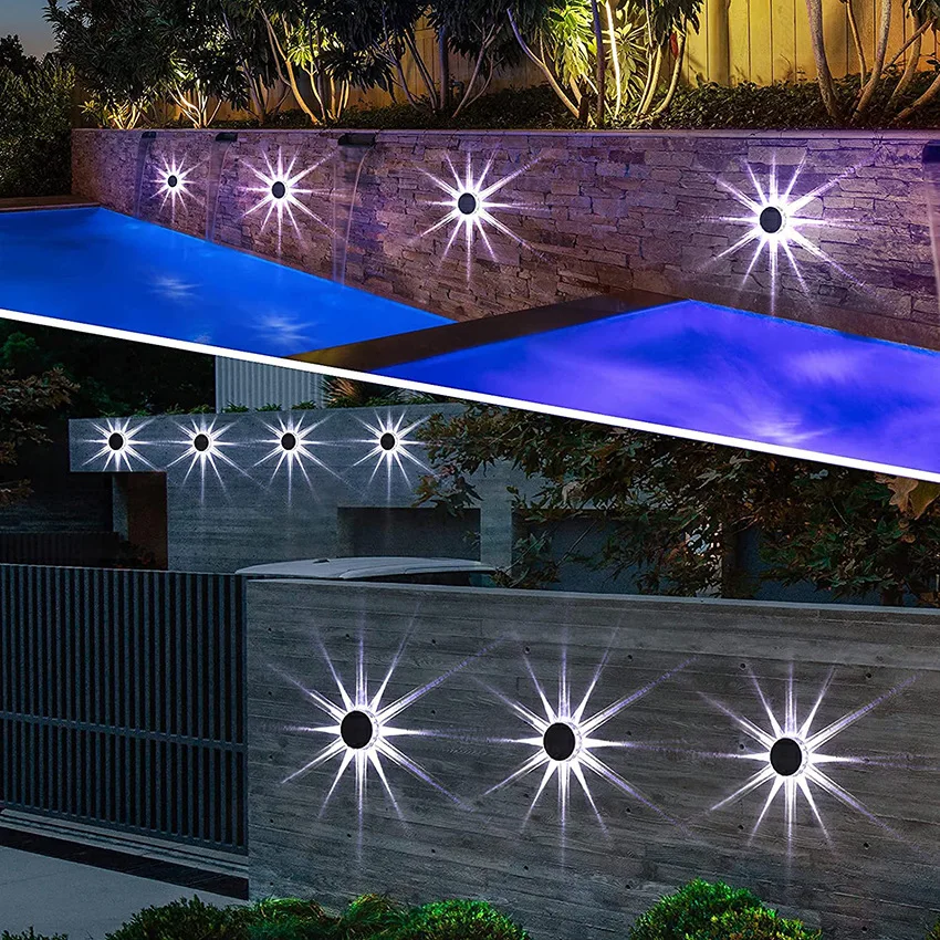 LED güneş enerjili açık hava aydınlatması 8 modu bahçe duvar Lambaları çit ışığı Noel Dekorasyon Festoon Led su geçirmez peyzaj ışığı Yeni