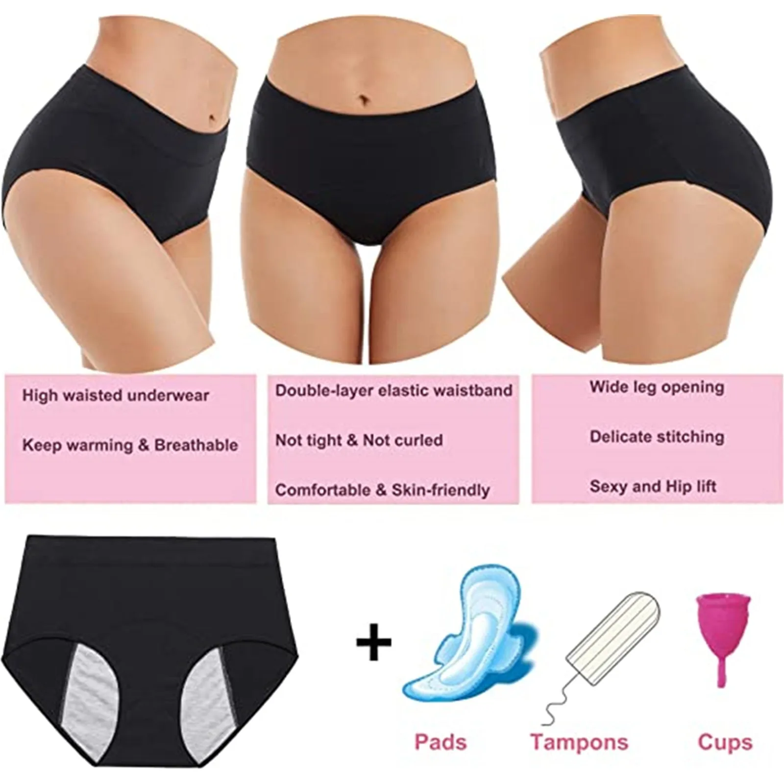 5 adet Antibakteriyel Fizyolojik Pantolon Xs-3xl Adet Külot Sızdırmaz Kadın İç Çamaşırı Menstruasyon Örgü Nefes Külot