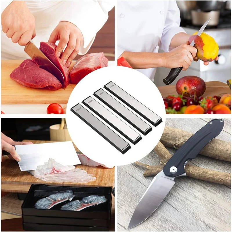 Elmas Bileme Plaka Seti 4 ADET Kum 240/400/600/1000 Bıçak Kalemtıraş Taş, Mutfak Bıçağı İçin