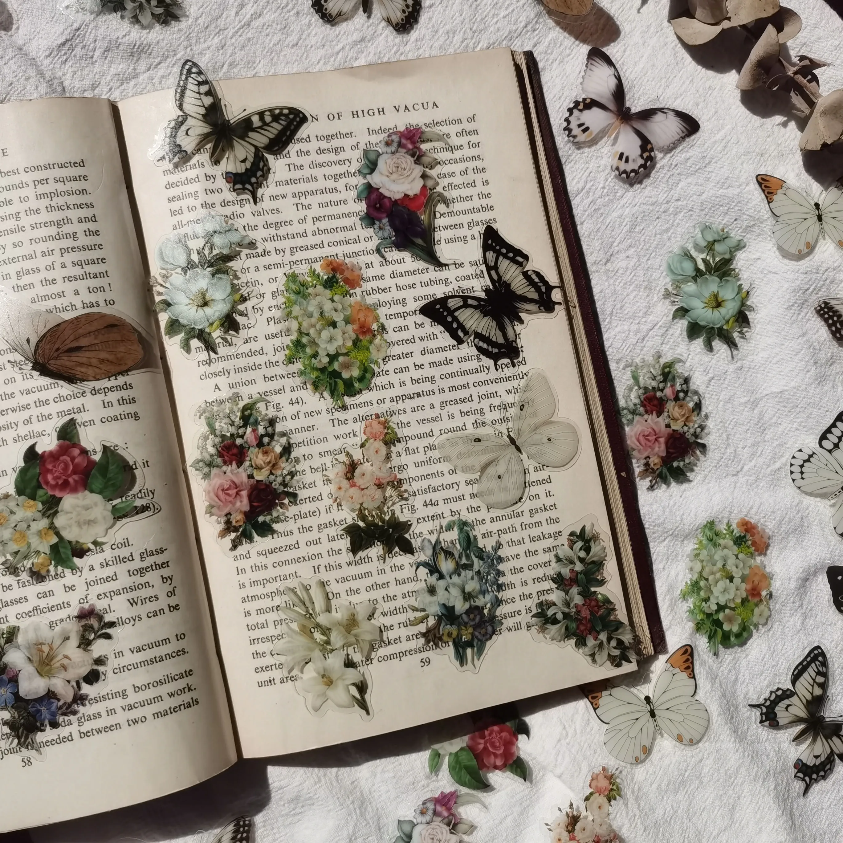 40 Adet Vintage Botanik Çıkartmalar Estetik Çiçek Kelebek El Hesabı Malzeme Dekoratif Kırtasiye Karalama Defteri Günlüğü Çıkartmalar