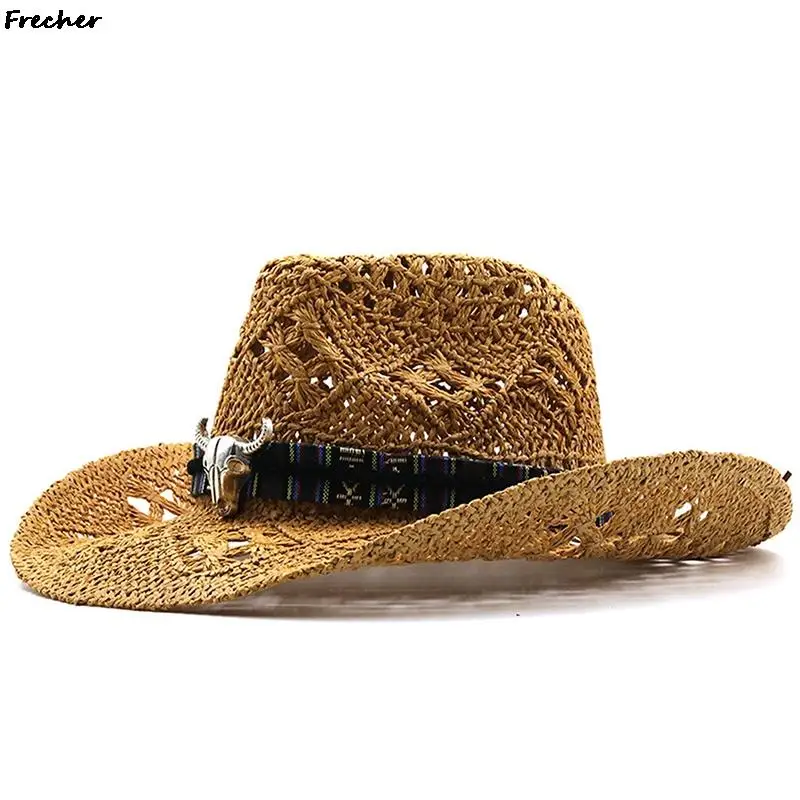Beyefendi Caz Şapka Içi Boş Şövalye Şapka Erkekler Plaj Şapkalar Hawaii Holdiay Chapeau Otlak Panama Kap Batı güneş şapkaları Sombrero