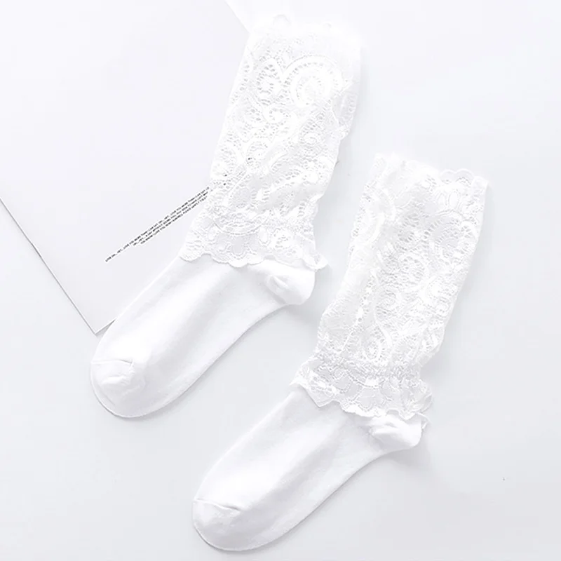 Yeni Seksi Retro Dantel Nefes Çiçek Örgü Kadın Kız Çorap Rahat Elastik Moda Bayan Örgü Şeffaf Ayak Bileği Kısa Çorap