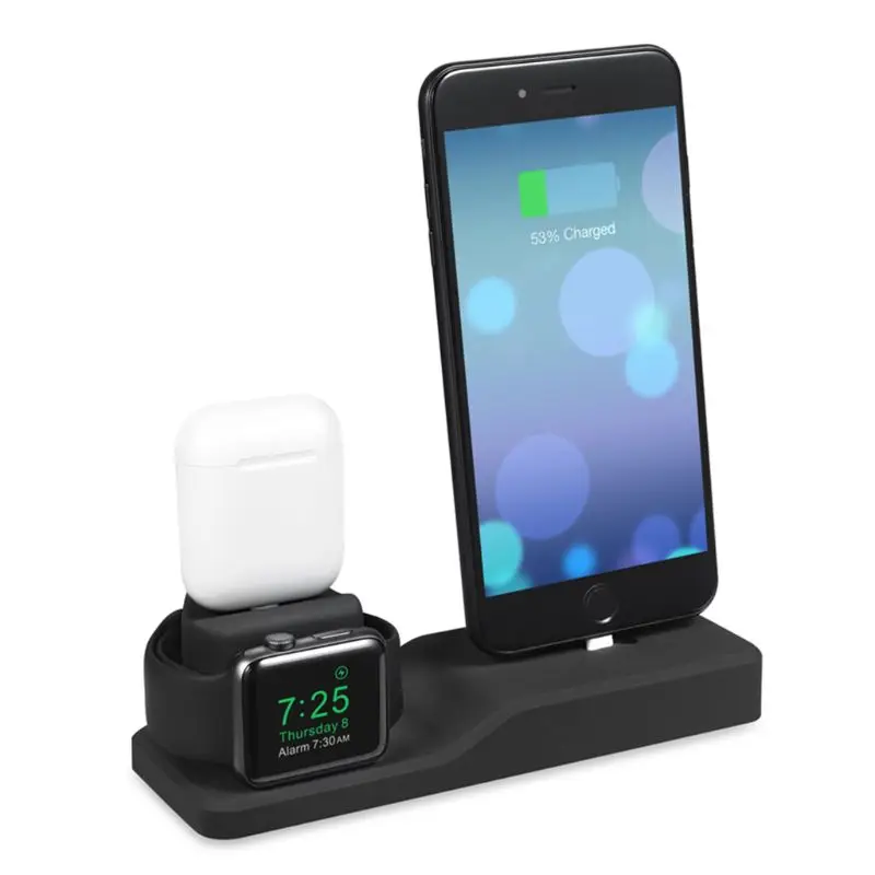 Dropship 3 in1 Silikon Tutucu Dock apple Watch için Uyumlu telefon X XS MAX 6 7 8 airpods için