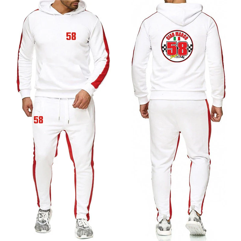 58 Süper Sıc Marco Simoncel erkek Yeni Marka Bahar Sonbahar Hoodie Sweatpant Baskı Düz Renk Setleri Harajuku spor takımları